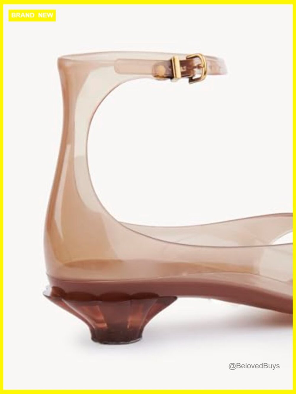 Clear Jelly Thong Sandals with 1 Inch Heel Adjustable Ankle Strap - Picture 6 of 7